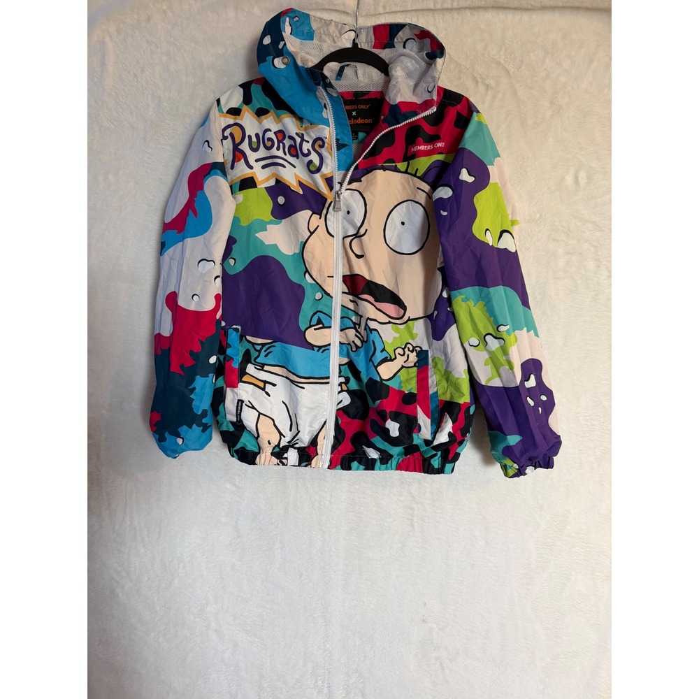 Members Only x Nickelodeon Rugrats Windbreaker Jacket Mens Small Tommy Pickles